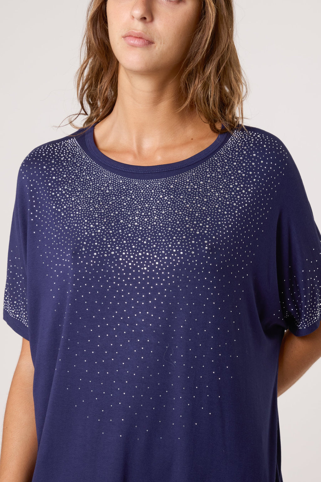 Diamante Embellished Round Neck Top