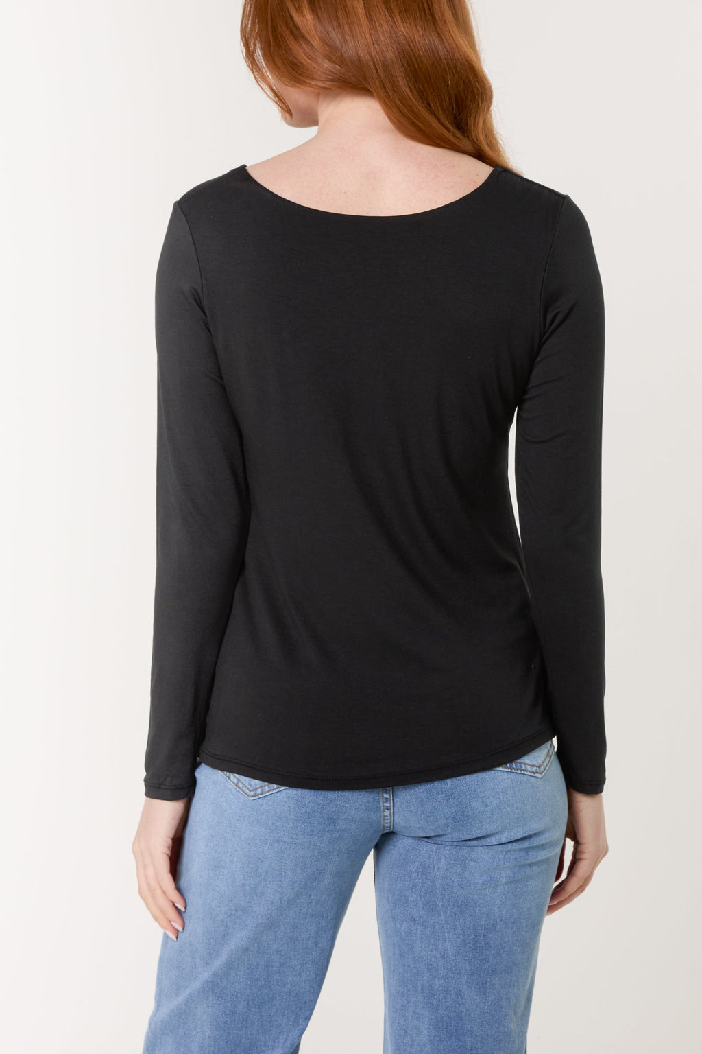Basic V-Neck Stretch Long Sleeve Top