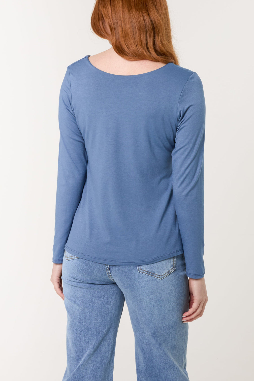Basic V-Neck Stretch Long Sleeve Top