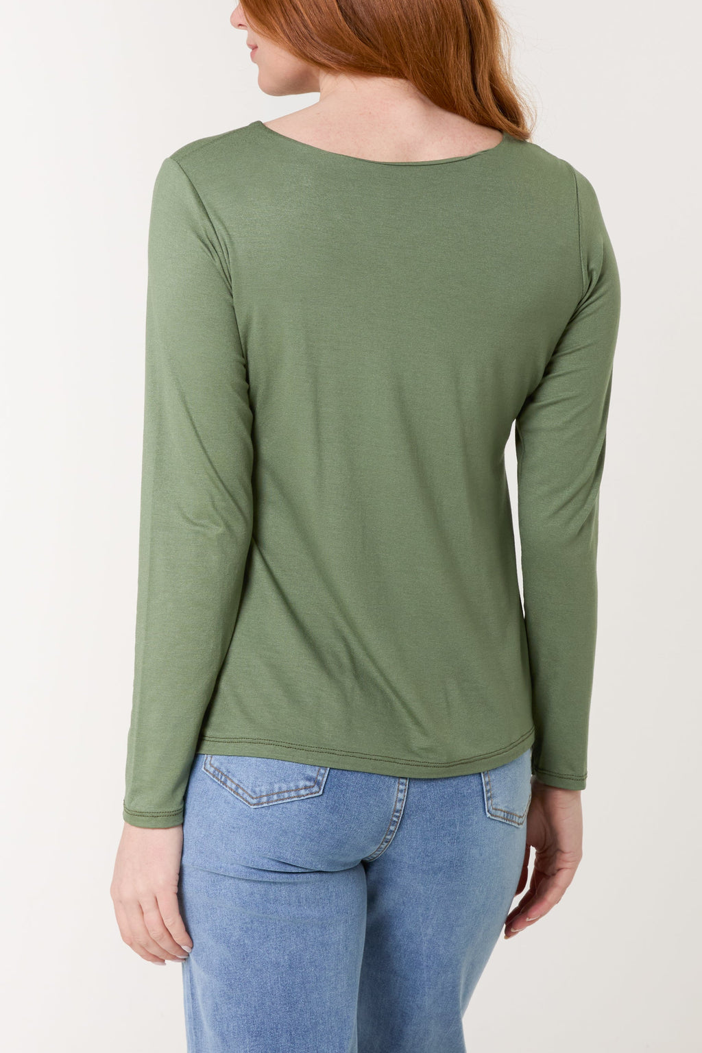 Basic V-Neck Stretch Long Sleeve Top