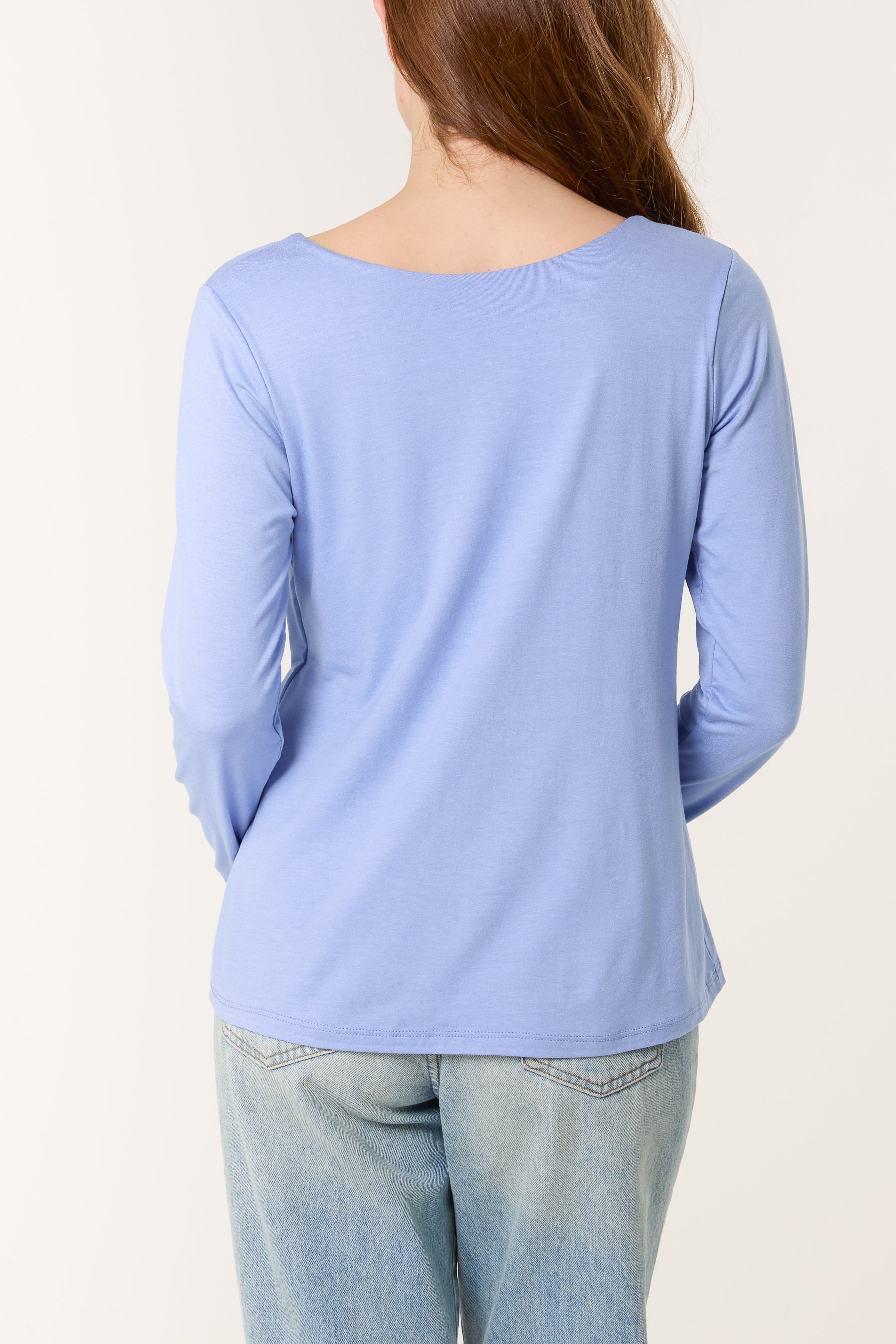 Basic V-Neck Stretch Long Sleeve Top