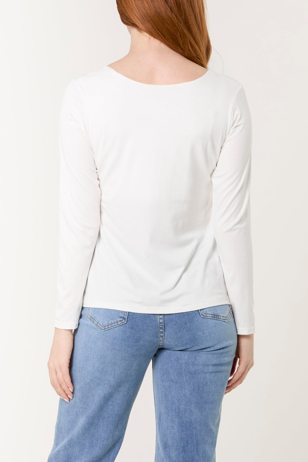 Basic V-Neck Stretch Long Sleeve Top