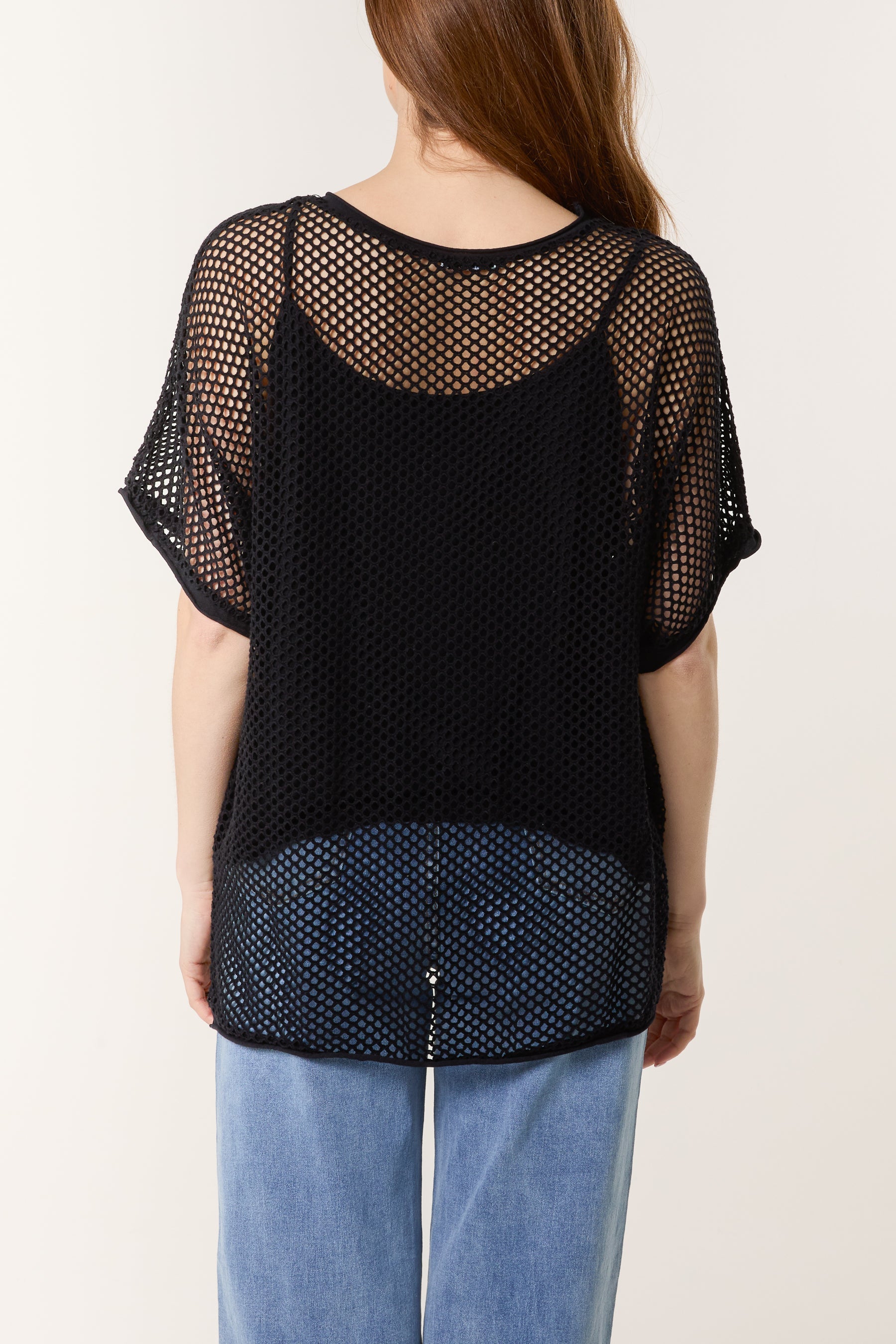 Short Sleeve Lined Net Top