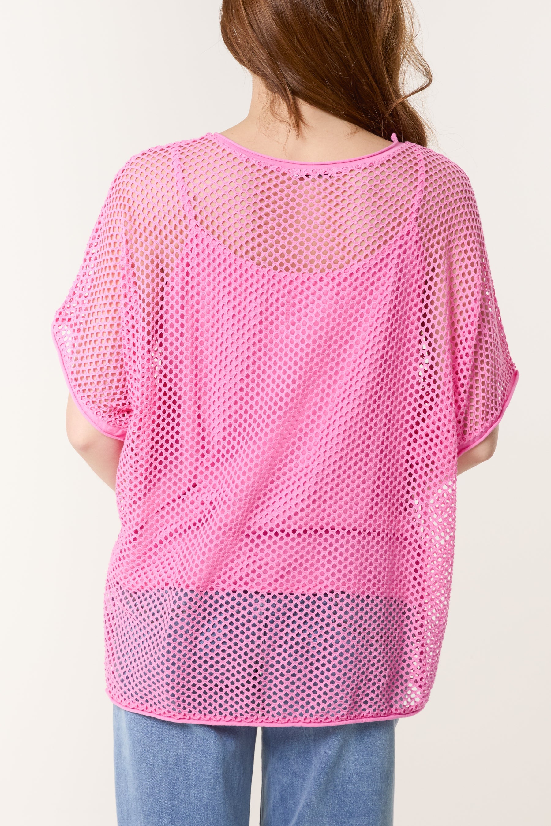 Short Sleeve Lined Net Top