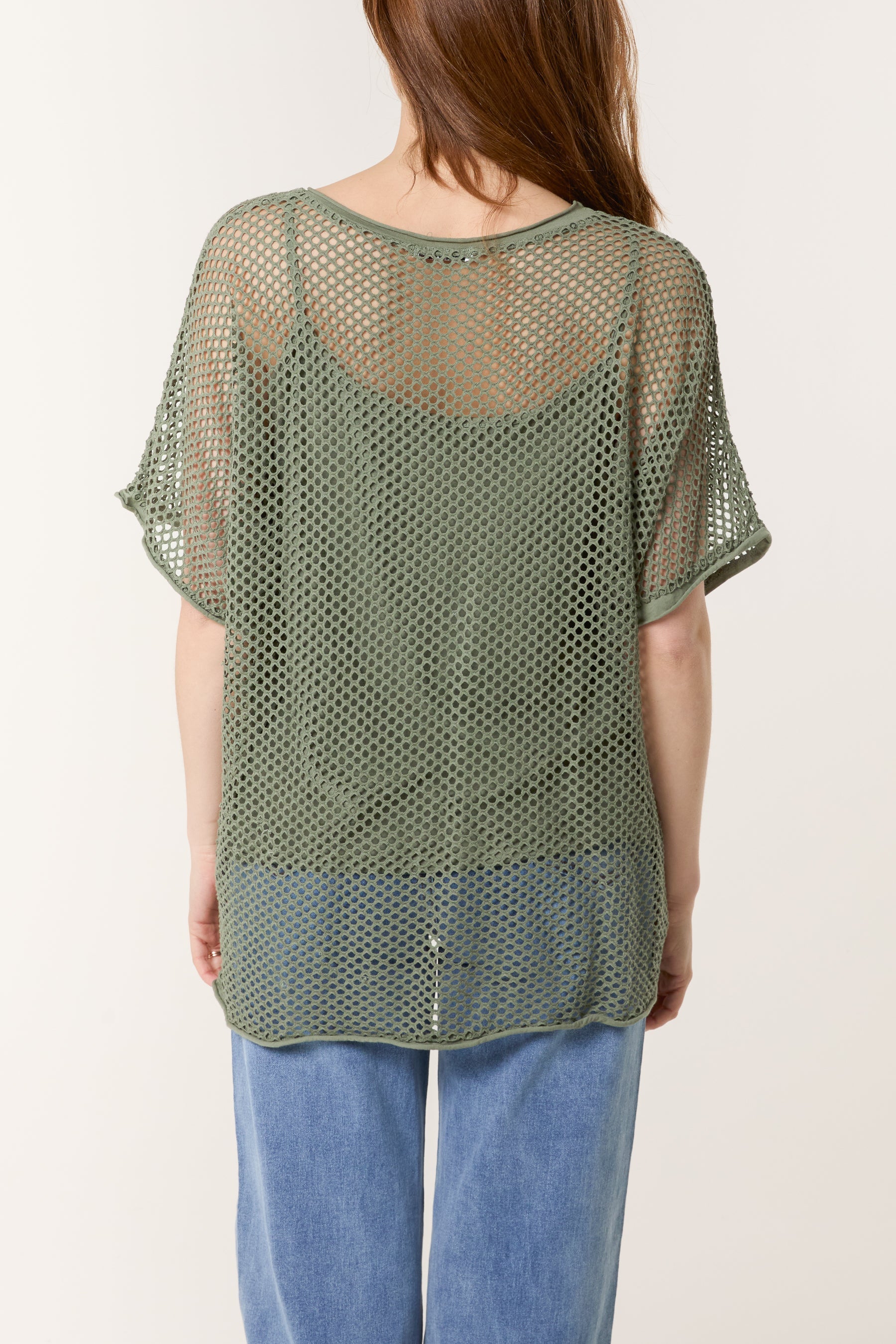 Short Sleeve Lined Net Top