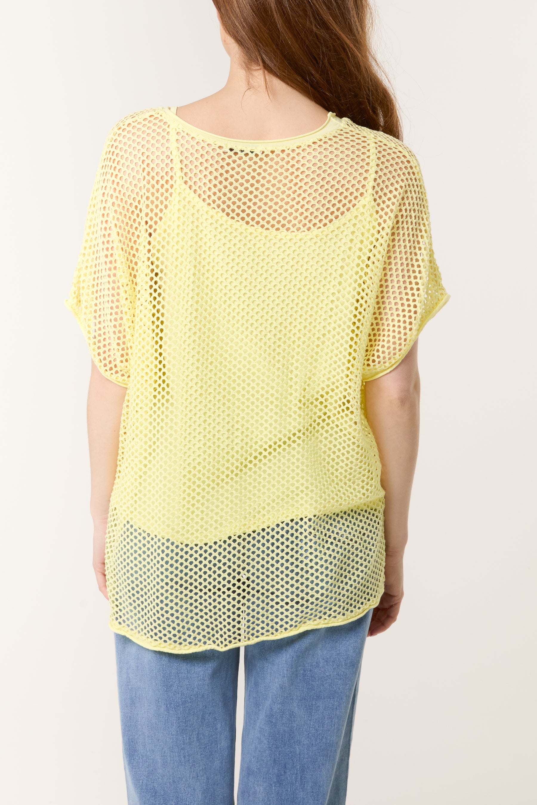 Short Sleeve Lined Net Top
