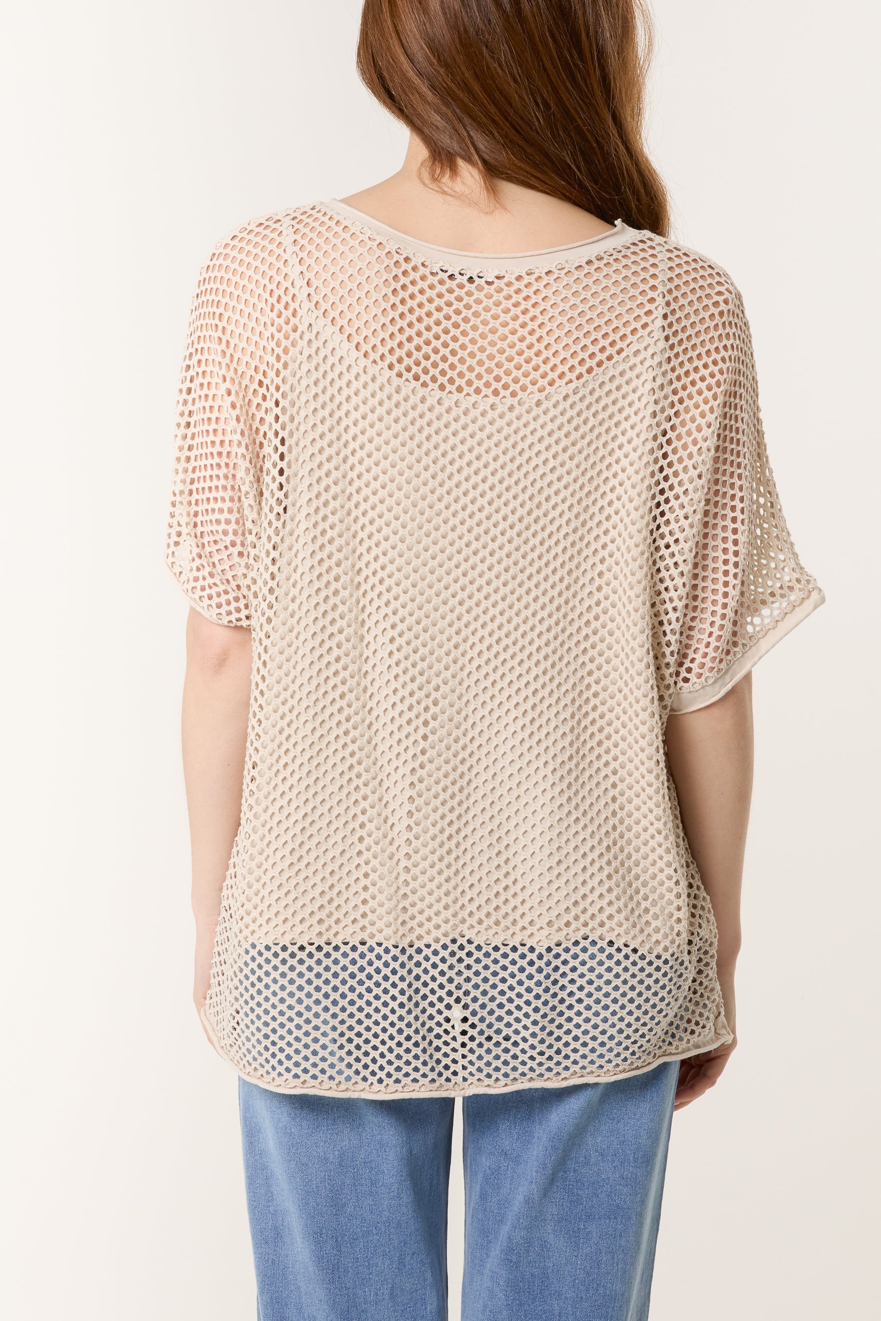 Short Sleeve Lined Net Top