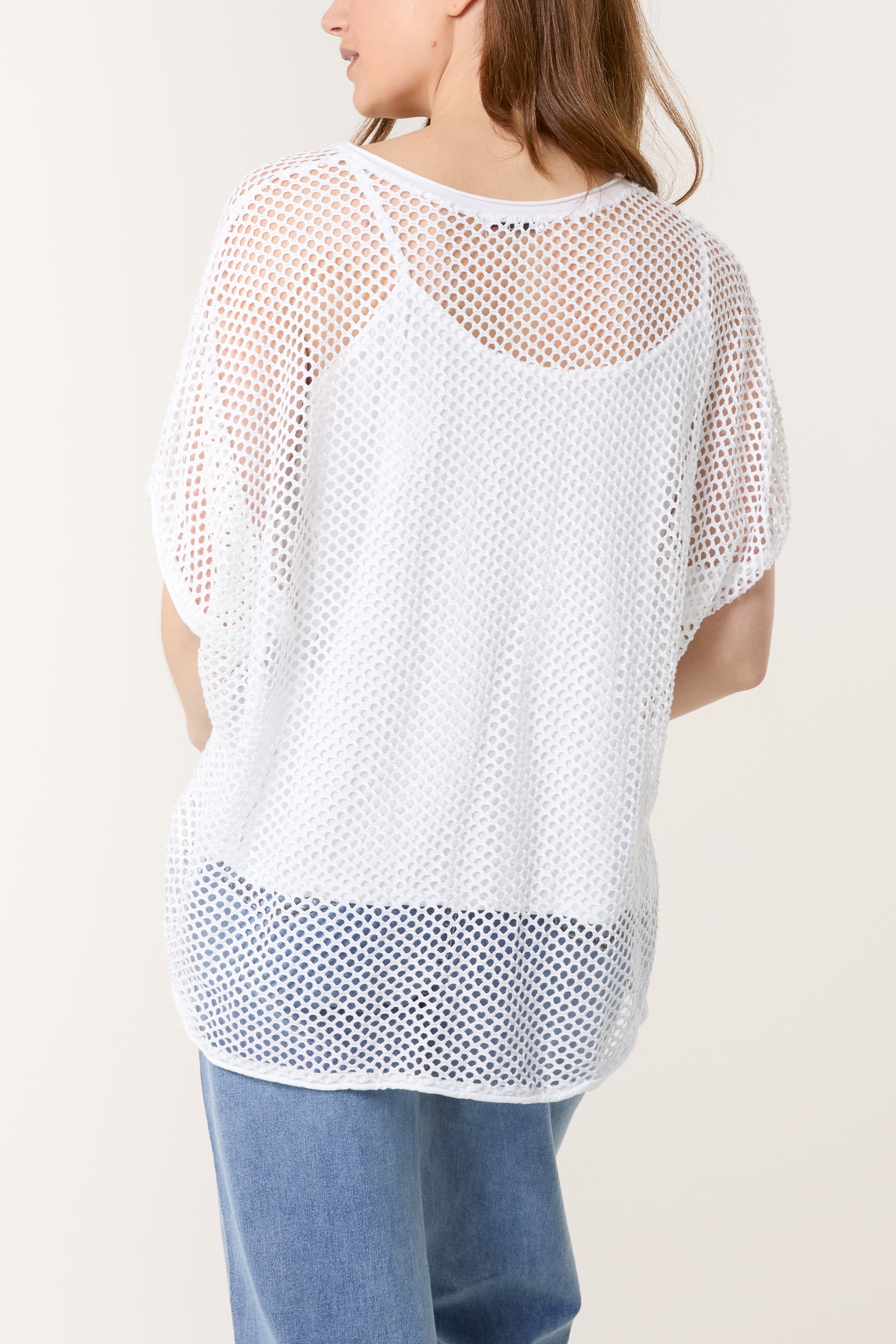 Short Sleeve Lined Net Top