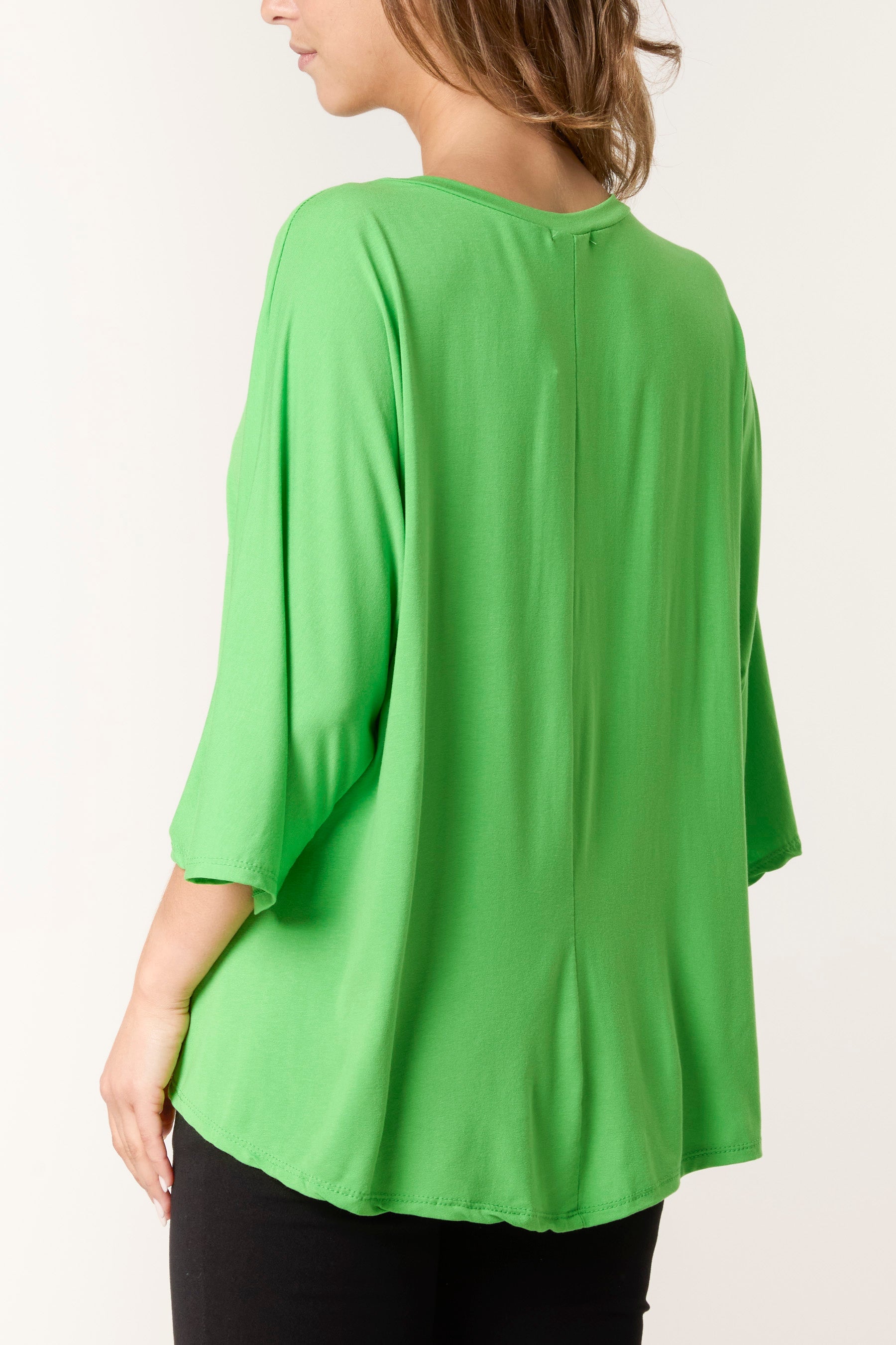 Round Neck 3/4 Sleeve Stretch Top