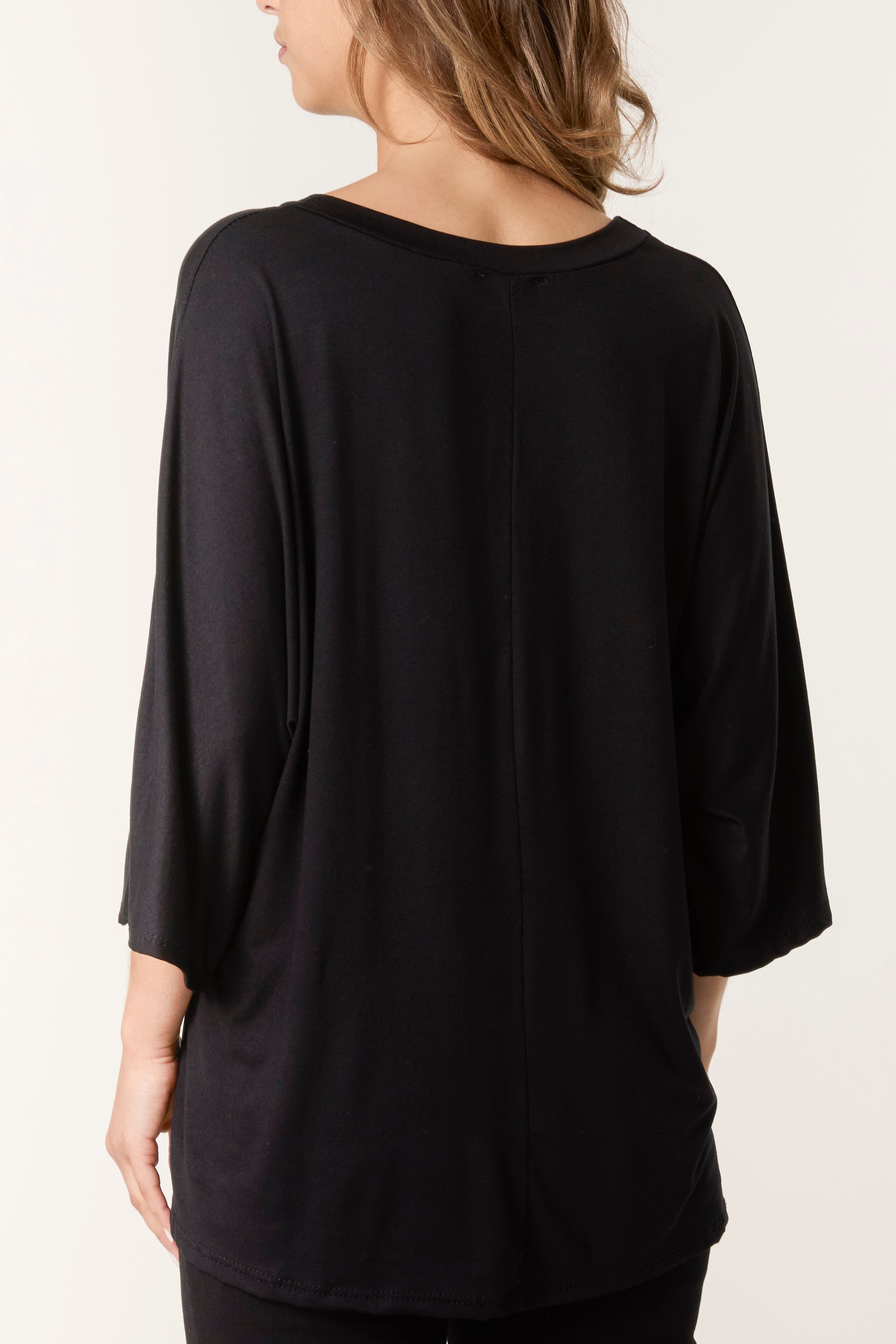 Round Neck 3/4 Sleeve Stretch Top