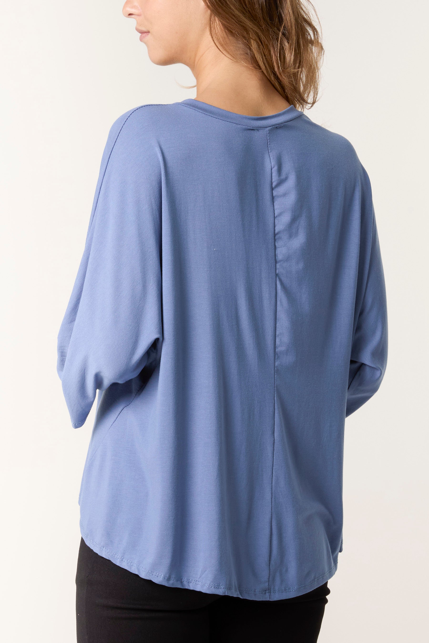 Round Neck 3/4 Sleeve Stretch Top