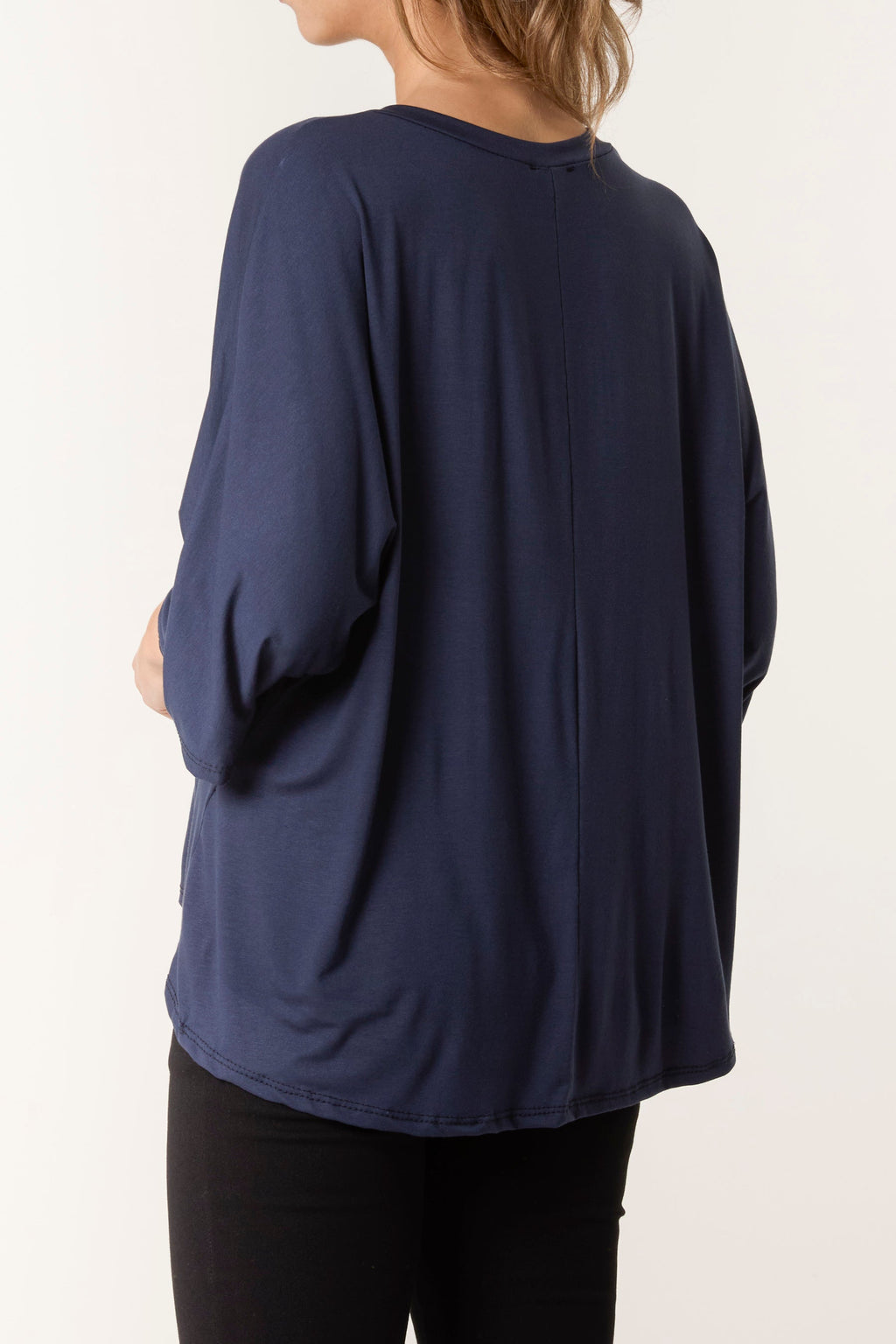 Round Neck 3/4 Sleeve Stretch Top