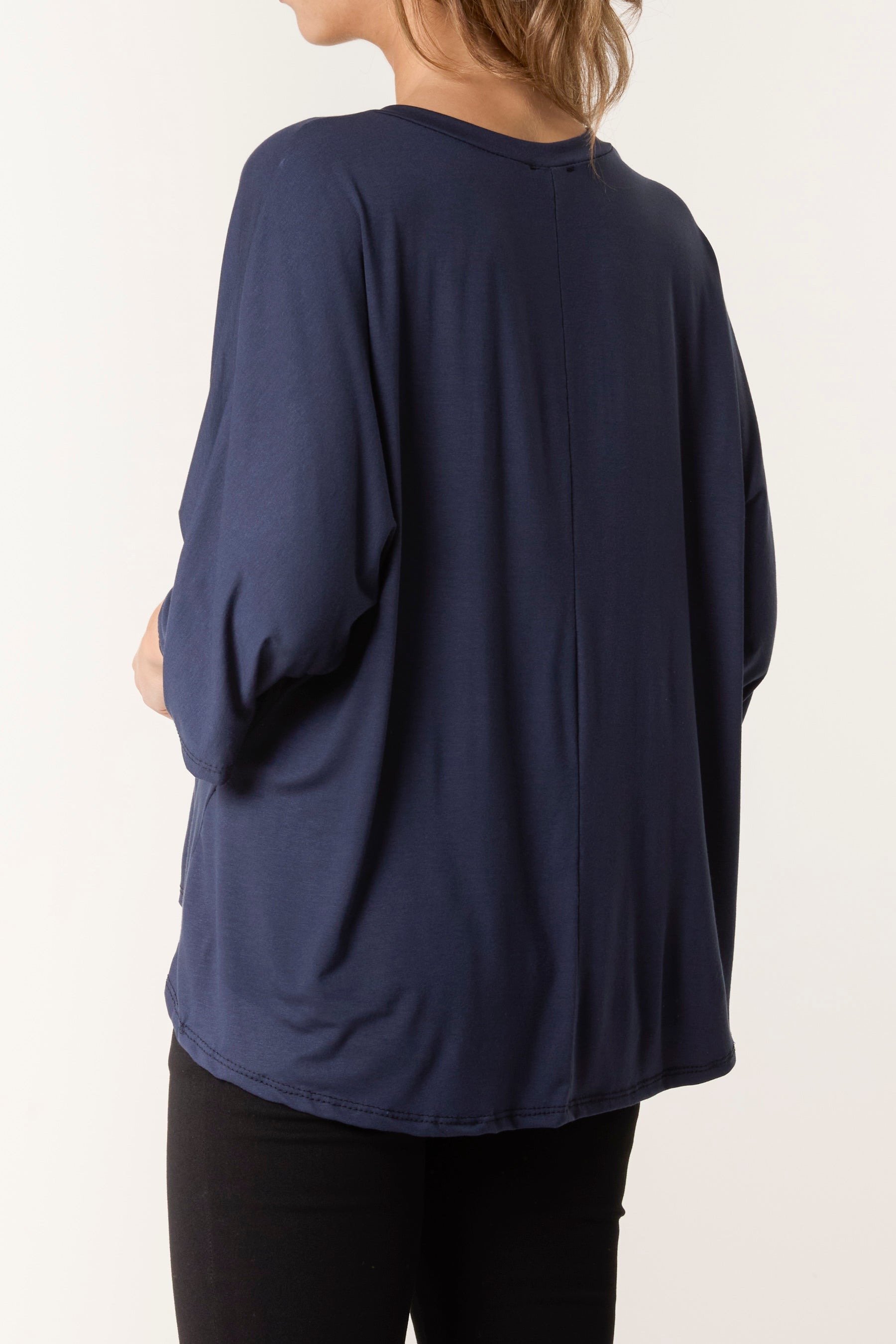 Round Neck 3/4 Sleeve Stretch Top