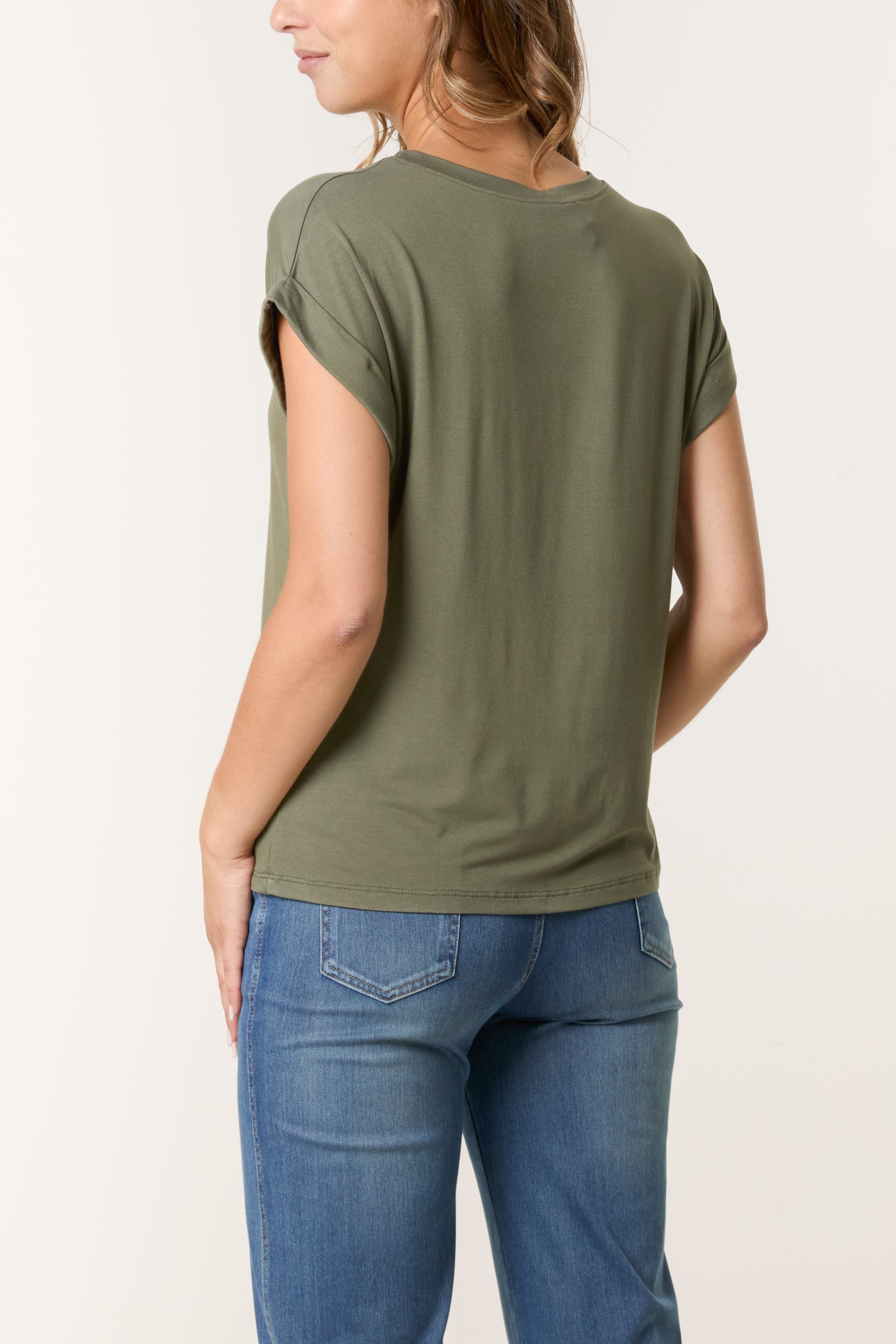 Stretchy Round Neck Short Sleeve T-Shirt