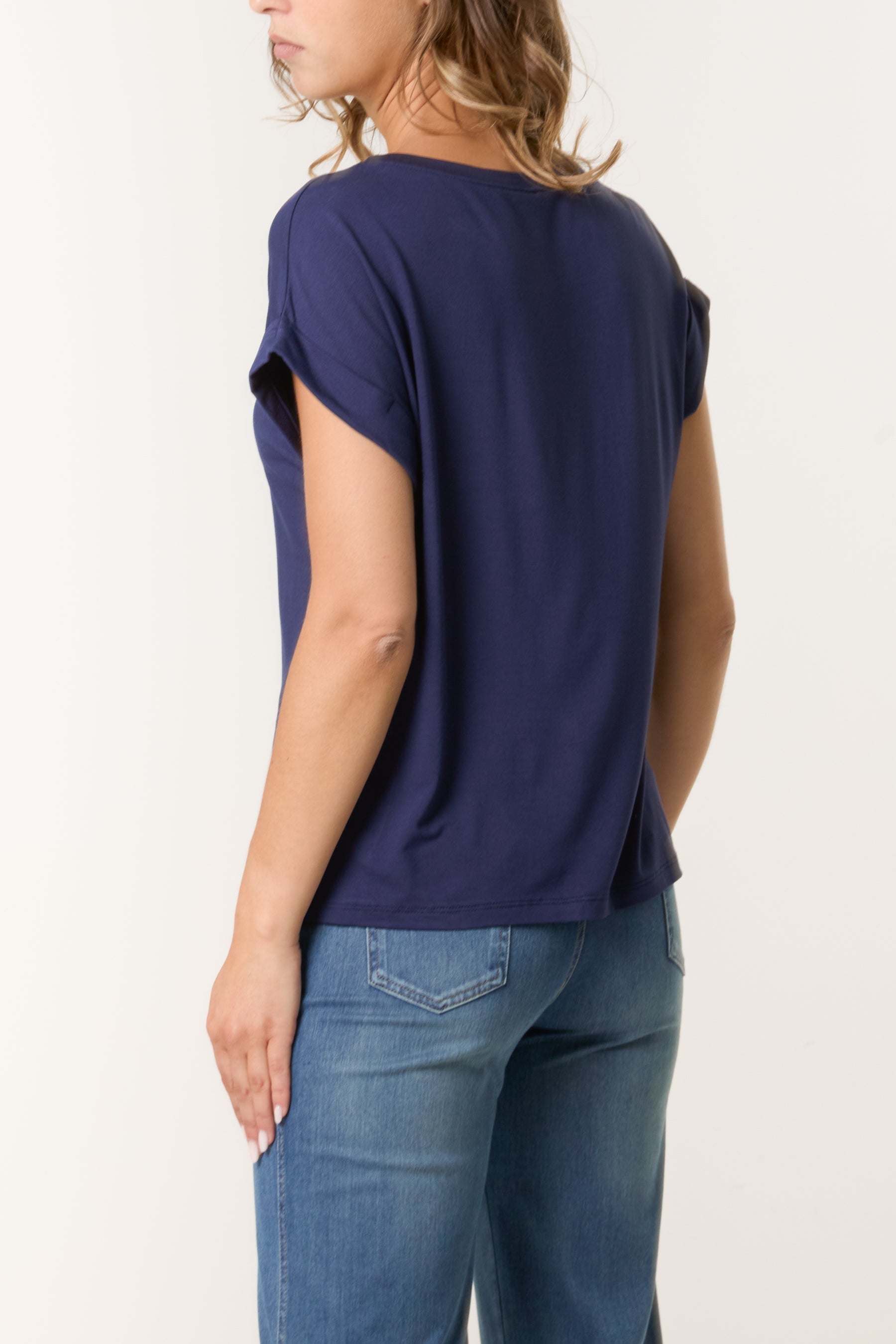 Stretchy Round Neck Short Sleeve T-Shirt