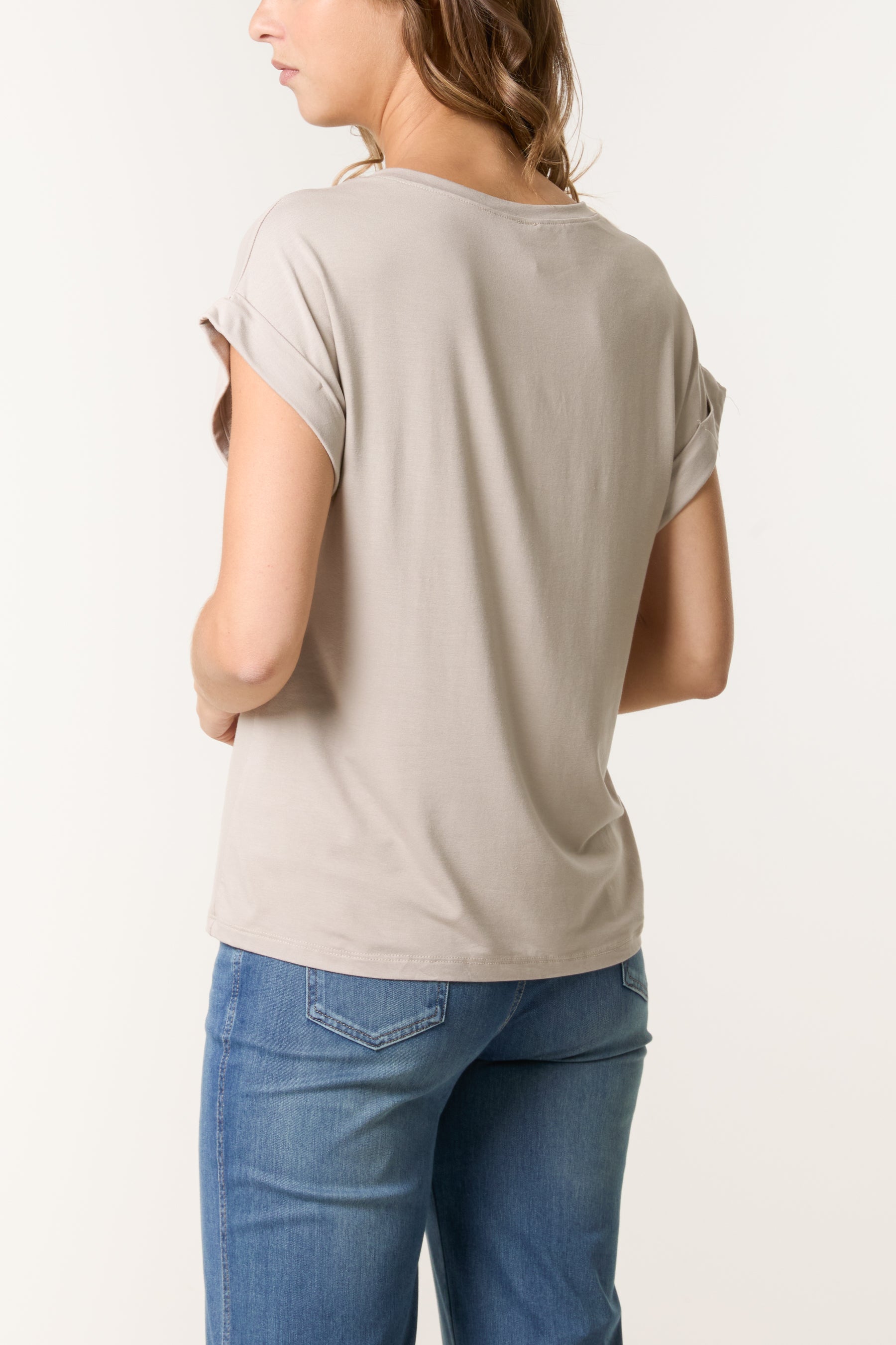 Stretchy Round Neck Short Sleeve T-Shirt