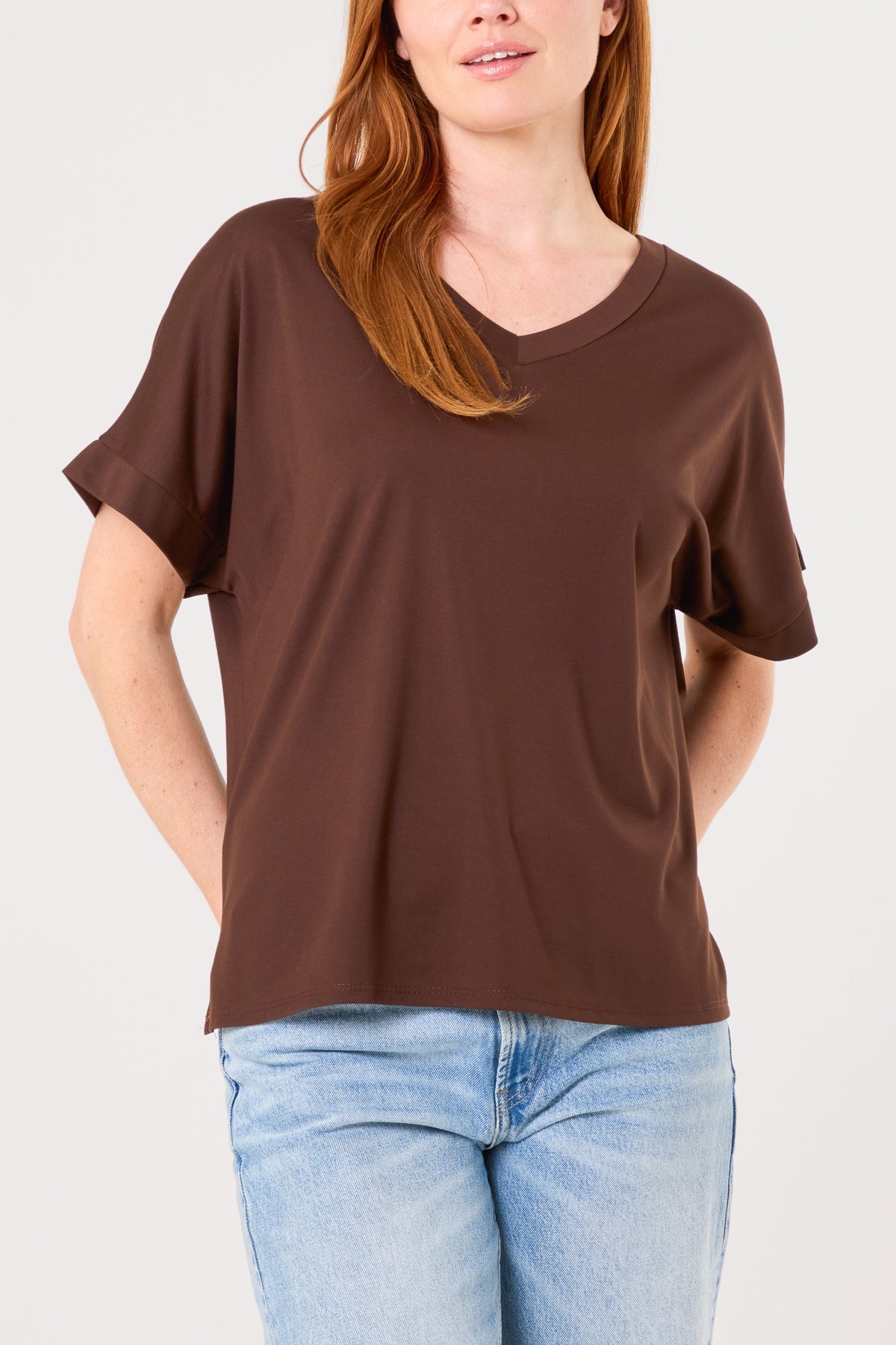 V-Neck Short Sleeve Jersey T-Shirt