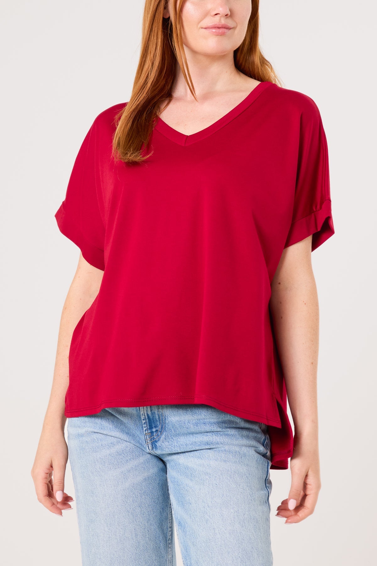 V-Neck Short Sleeve Jersey T-Shirt