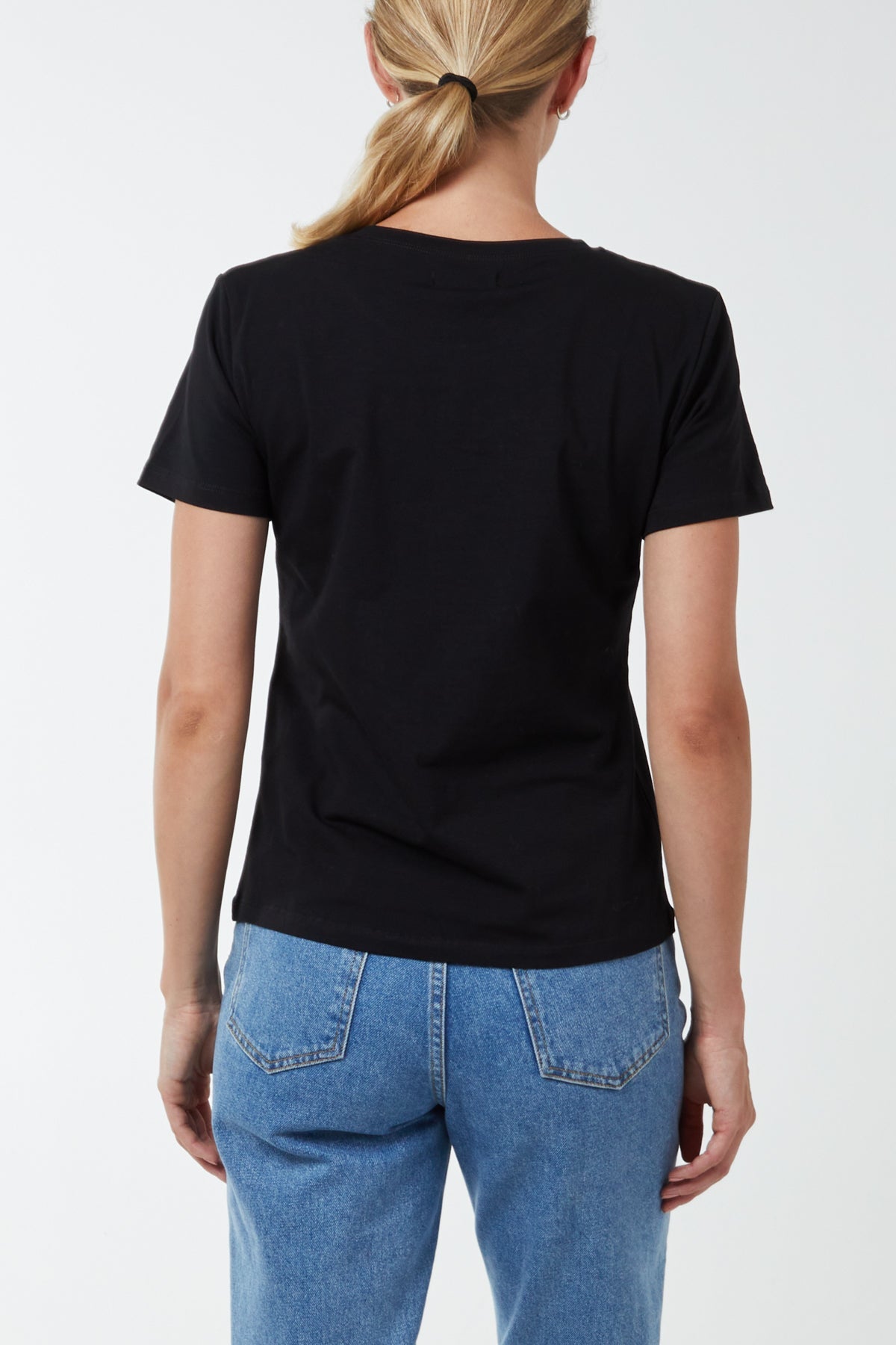 Diamante Teddy Bear Patchwork T-Shirt