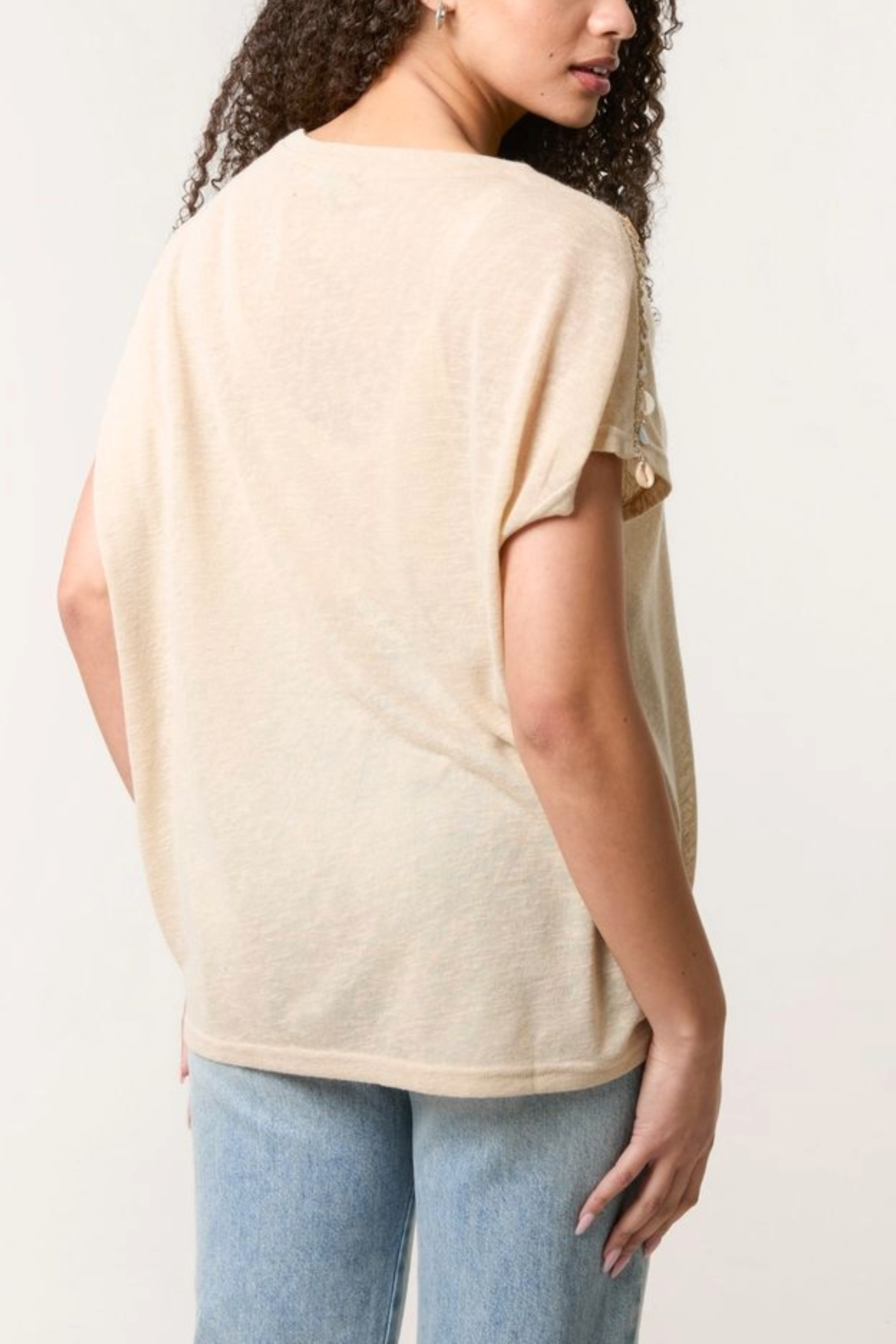 Shell Trim Sleeve T-Shirt